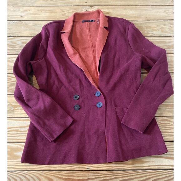 Nic + Zoe Button Front Knit Blazer Size Large Women’s Maroon - Picture 1 of 7